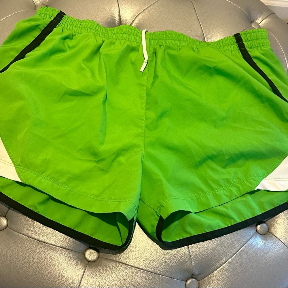 NIKE RUNNING SHORTS - Lime Green with navy blue and white accents - XL NWOT - Picture 3 of 6